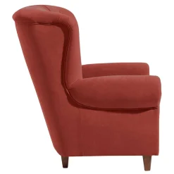 Best Wohnen Velours Sessel in Terracotta und Nussbaum - Valbern