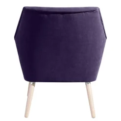 New Wohnen Velours Sessel in Violett und Buche Natur - Cunnar