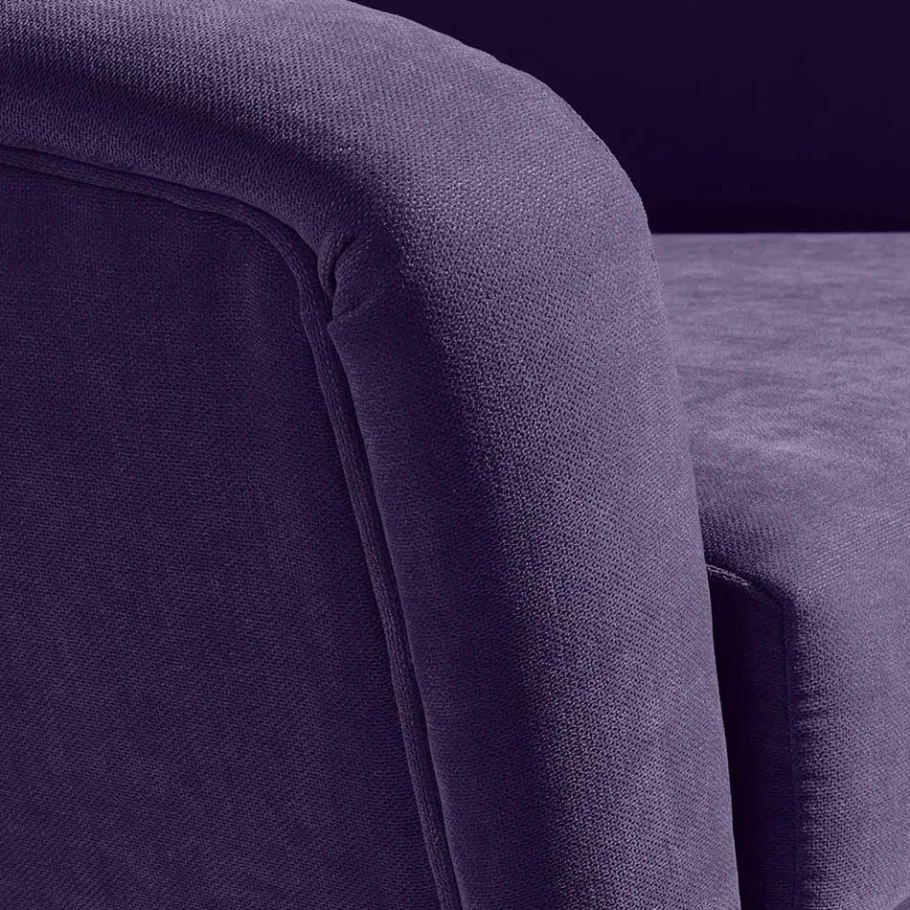 New Wohnen Velours Sessel in Violett und Buche Natur - Cunnar