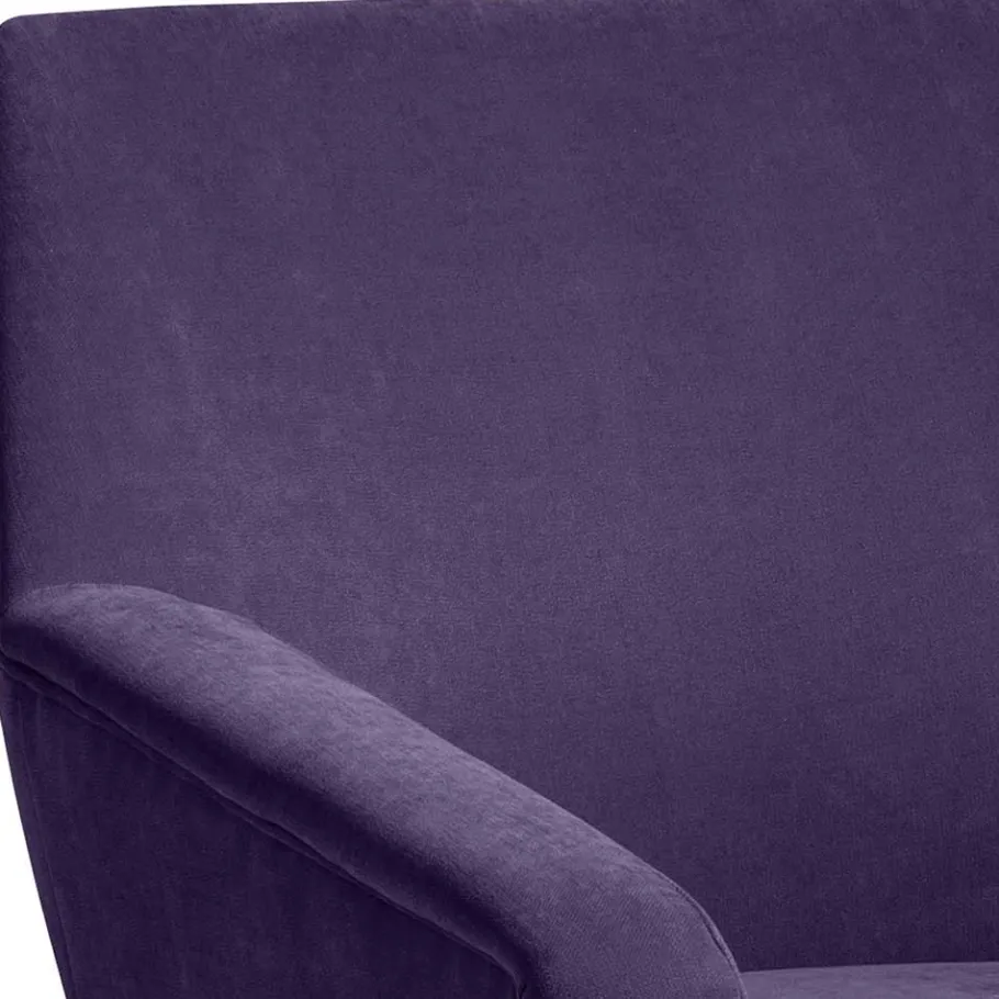 New Wohnen Velours Sessel in Violett und Buche Natur - Cunnar