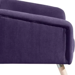 New Wohnen Velours Sessel in Violett und Buche Natur - Cunnar