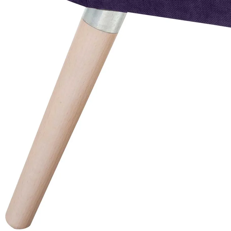 New Wohnen Velours Sessel in Violett und Buche Natur - Cunnar