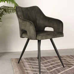 New Wohnen Velours Tischsessel in Dunkelgrün - Clarendon