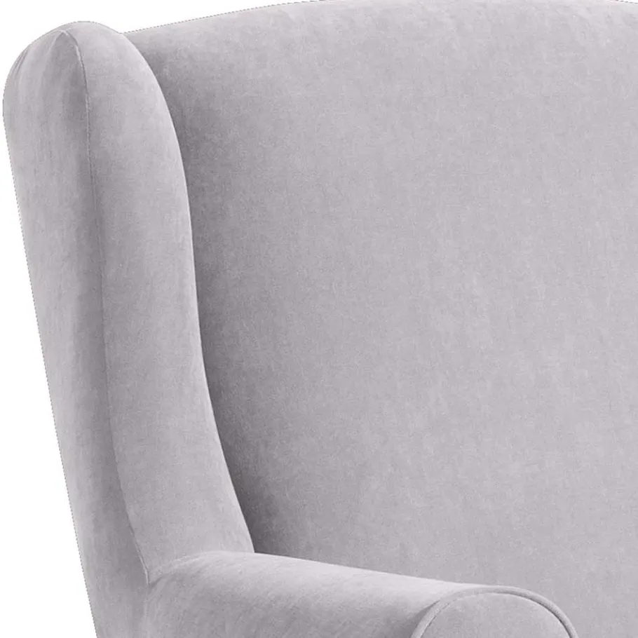 Sale Wohnen Velours-Ohrensessel in Silbergrau und Buche - Jiletta