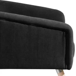 Outlet Wohnen Velourssessel in Schwarz mit Buche Natur - Nocena