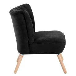 Sale Wohnen Velours-Sessel in Schwarz und Buche Natur - Avenzas