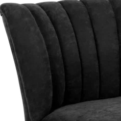 Sale Wohnen Velours-Sessel in Schwarz und Buche Natur - Avenzas