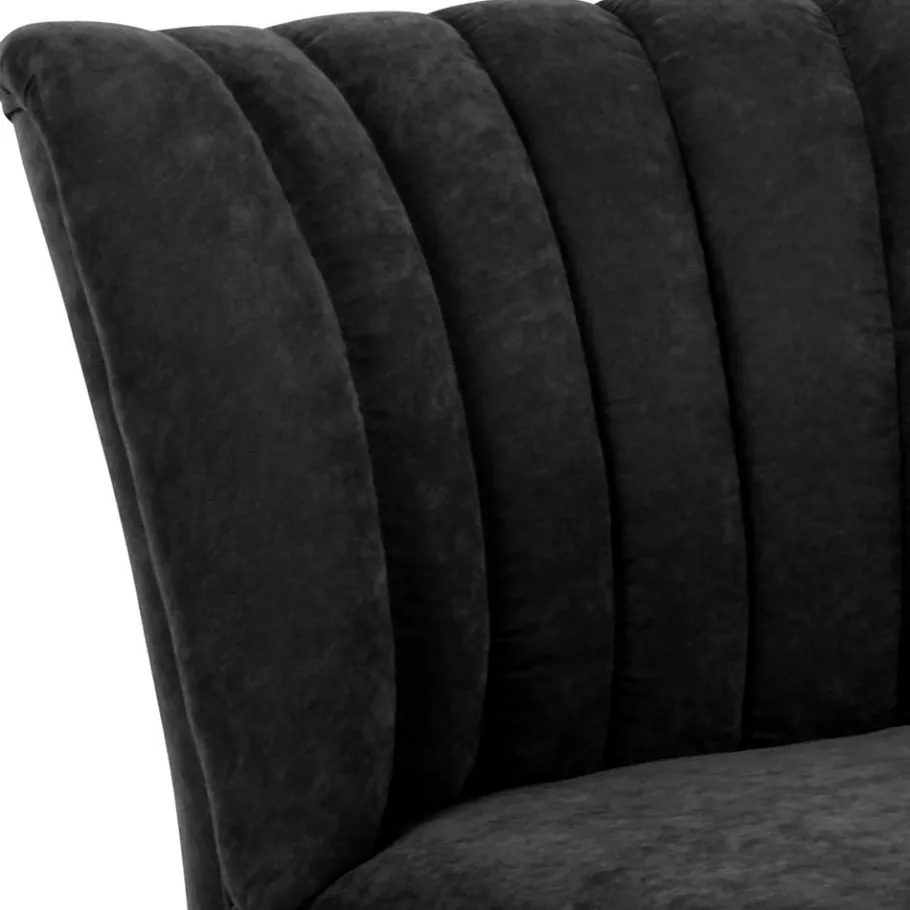 Sale Wohnen Velours-Sessel in Schwarz und Buche Natur - Avenzas