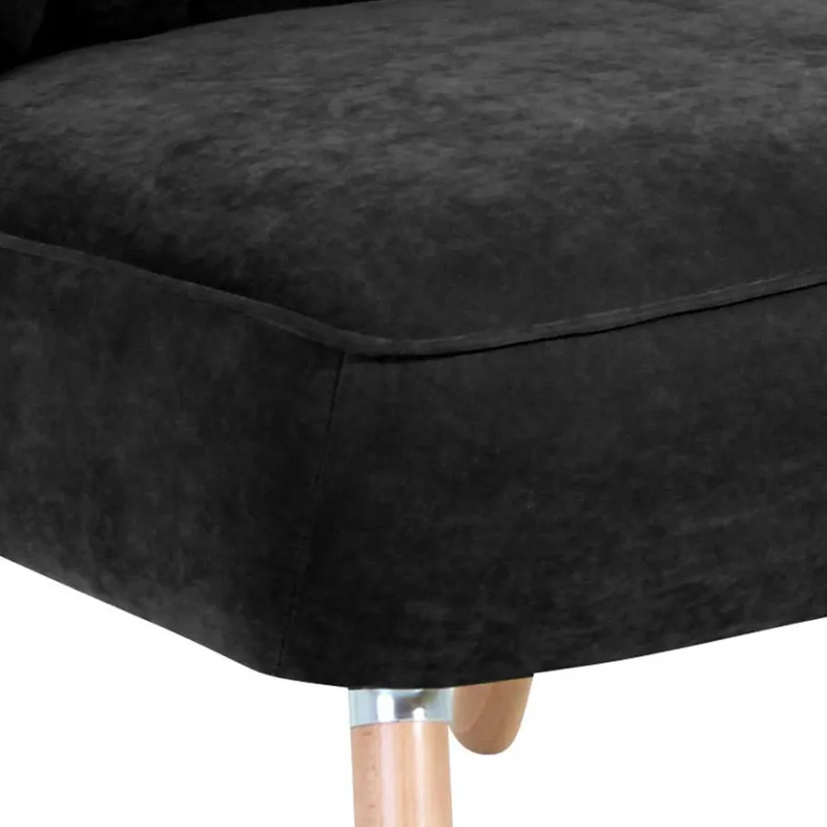 Sale Wohnen Velours-Sessel in Schwarz und Buche Natur - Avenzas