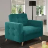 Discount Wohnen Velours-Sessel in Türkis Blau - Lutos