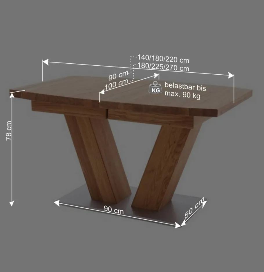 Wohnen Verlängerbarer Bootsdesign Tisch aus Wildeiche - Peng