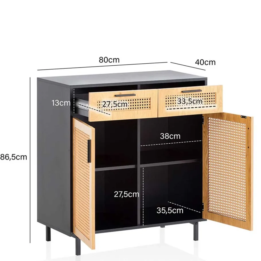 Clearance Wohnen Vertiko in Natur und Schwarz - Around