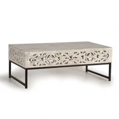 Online Wohnen Vintage Couchtisch in Holz White Wash - Fudorus