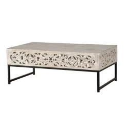 Online Wohnen Vintage Couchtisch in Holz White Wash - Fudorus
