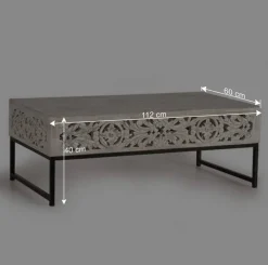 Online Wohnen Vintage Couchtisch in Holz White Wash - Fudorus