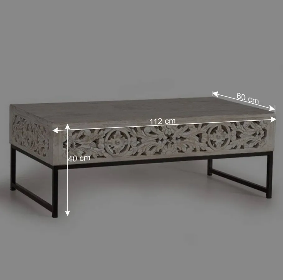 Online Wohnen Vintage Couchtisch in Holz White Wash - Fudorus