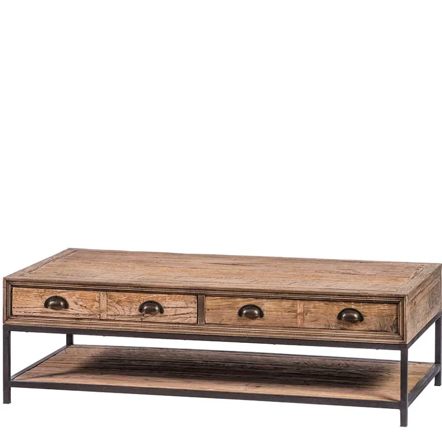 Outlet Wohnen Vintage Couchtisch mit zwei Schubladen - Uvolph
