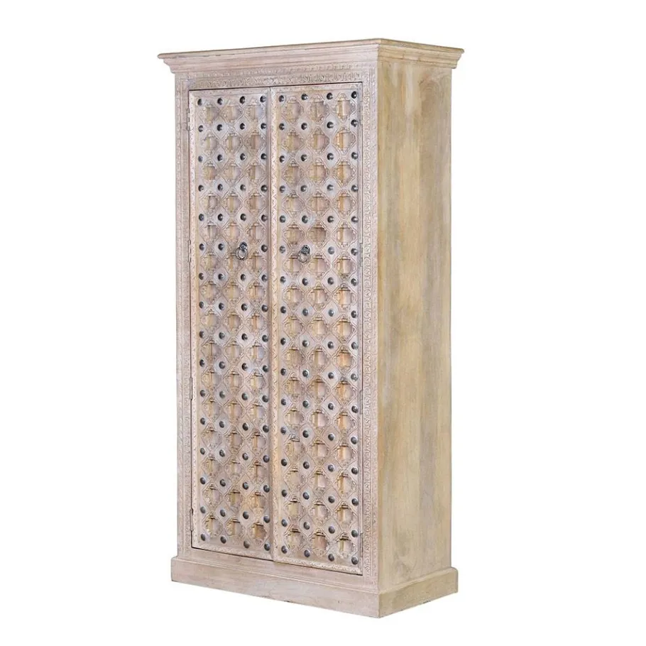 Wohnen Vintage Design Schrank in White Wash - Uladan
