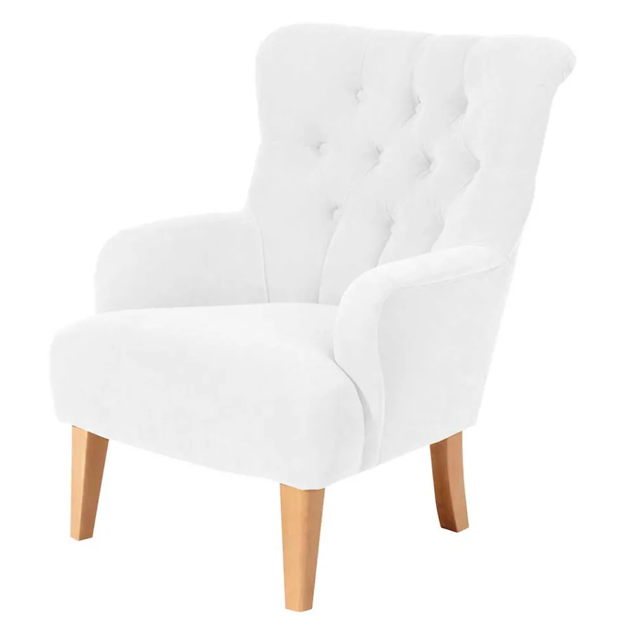 Best Wohnen Vintage Designsessel in Creme und Buche - Ardit