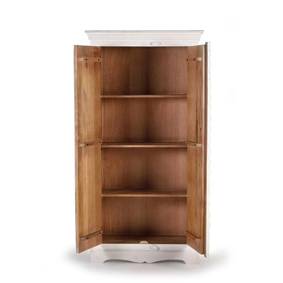Hot Wohnen Vintage Garderobenschrank in White Wash Holz - Toscana