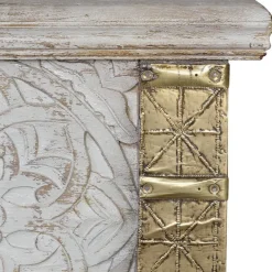 Wohnen Vintage Holztruhe in Antikweiß mit Bronze - Volkma