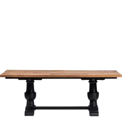 Discount Wohnen Vintage Landhaus Esszimmertisch in Teak & Schwarz - Niovan
