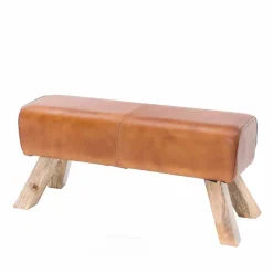 Best Wohnen Vintage Lederbank Snog mit Holzgestell rustikal