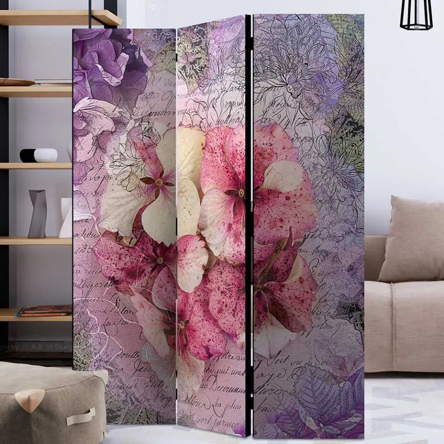 Best Wohnen Vintage Leinwand Paravent mit Blumen Motiv - Crabira