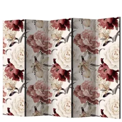 Wohnen Vintage Motiv Paravent mit Rosen in Rot Weiß - Vakuum