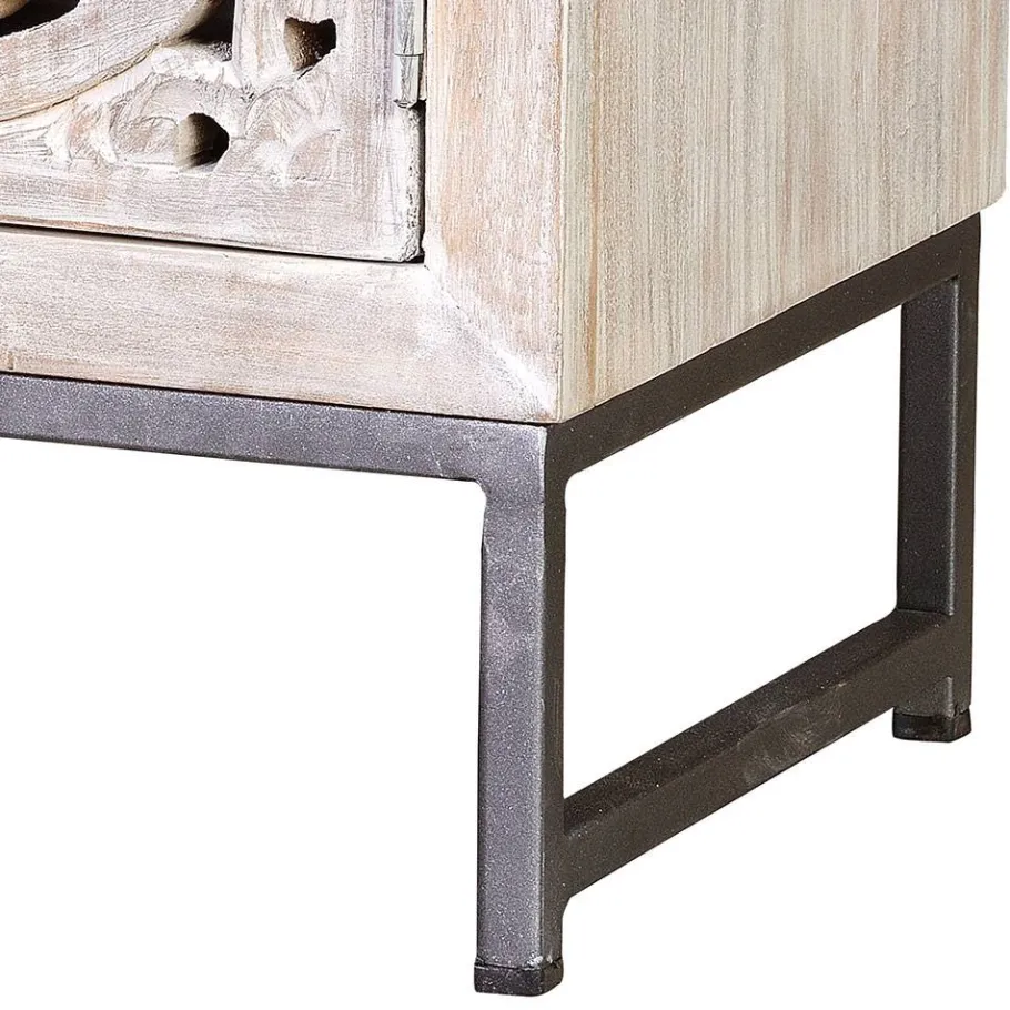 Best Wohnen Vintage Nachtschrank aus Mangoholz White Wash - Fudorus