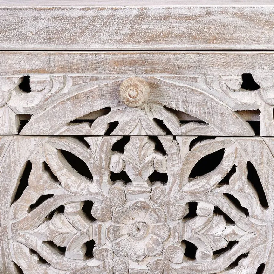 Best Wohnen Vintage Nachtschrank aus Mangoholz White Wash - Fudorus