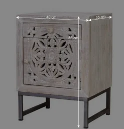 Best Wohnen Vintage Nachtschrank aus Mangoholz White Wash - Fudorus