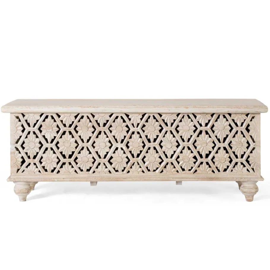 Best Wohnen Vintage Truhe in Mangoholz White Wash - Sisperza