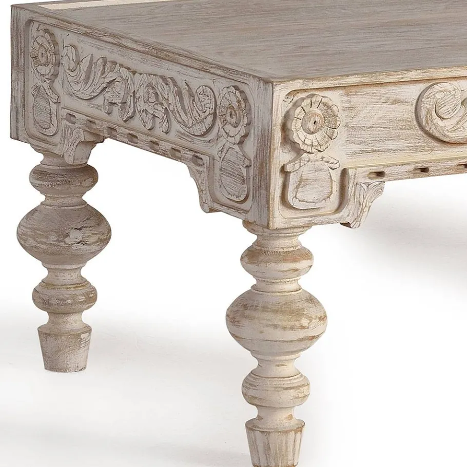 New Wohnen Vintage Wohnzimmertisch in Mangoholz White Wash - Lornas