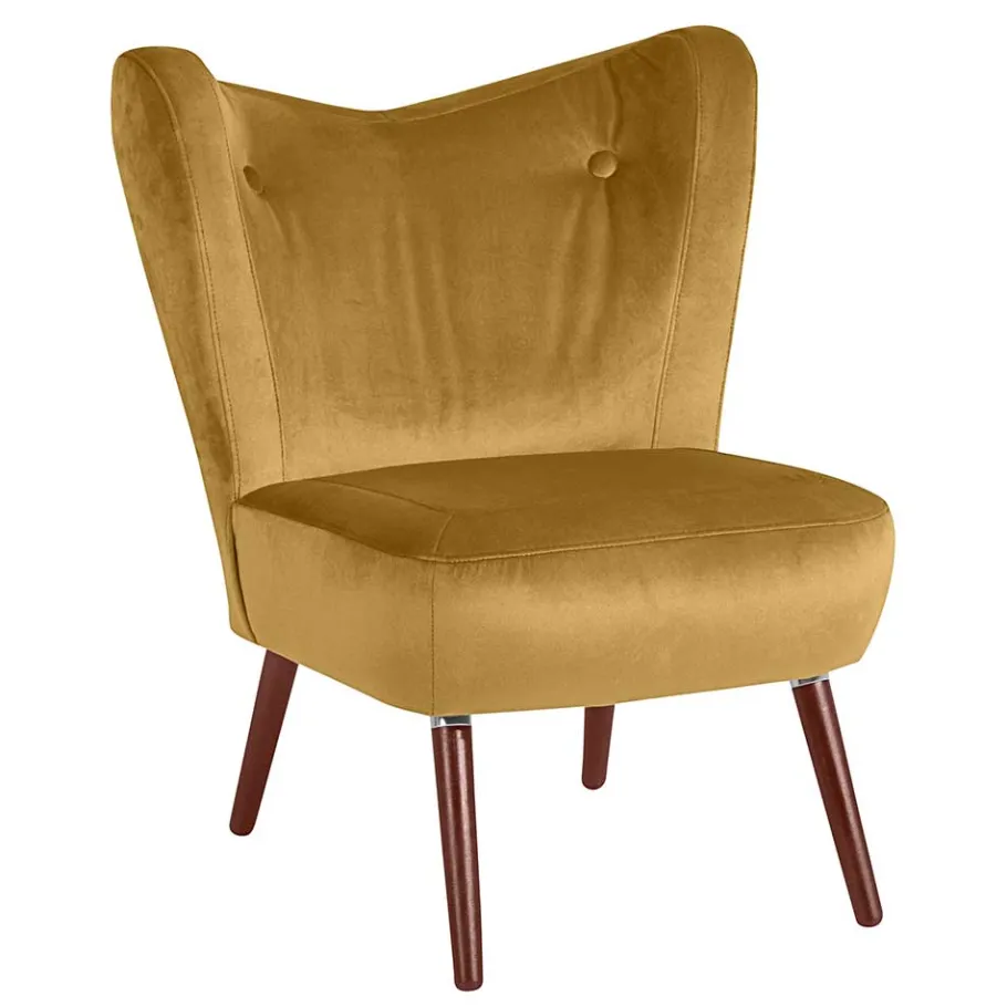 Sale Wohnen Vintagesessel aus Samtvelours in Gelb - Plexino