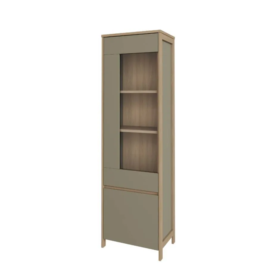 New Wohnen Vitrine in Eukalyptus und Eiche Optik - Promo