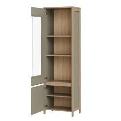 New Wohnen Vitrine in Eukalyptus und Eiche Optik - Promo