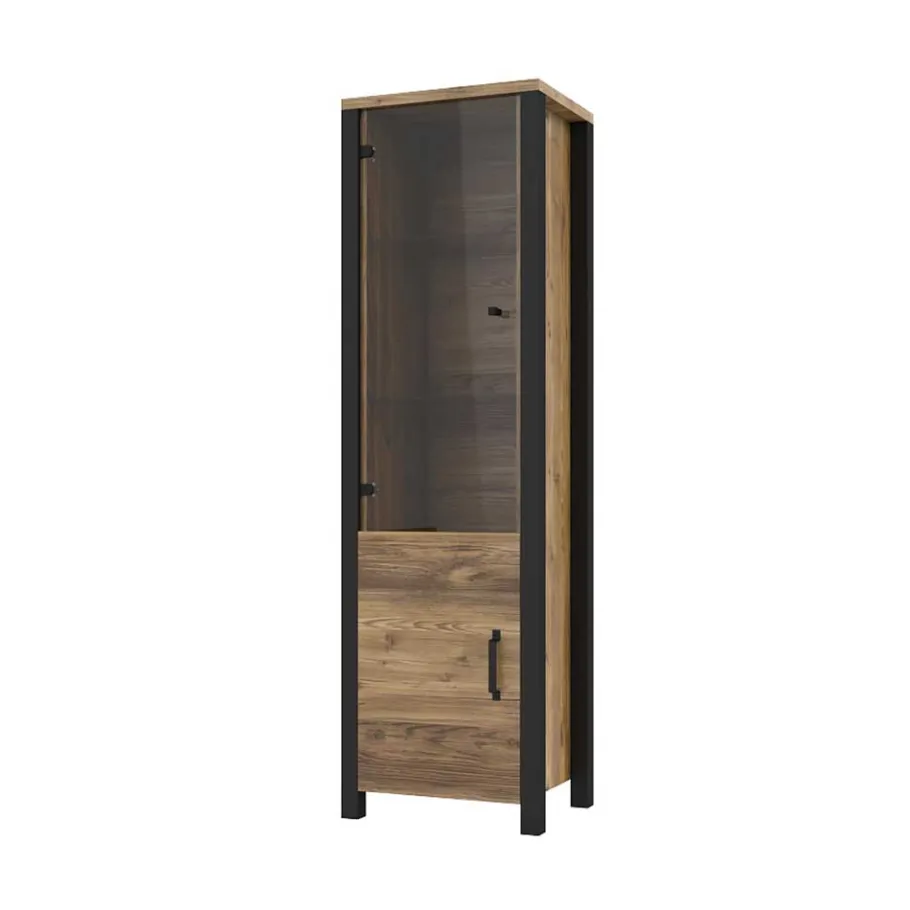 New Wohnen Vitrine in Fichte verwittert Dekor - Simeona