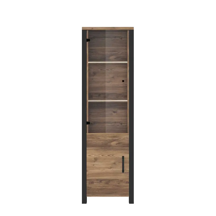 New Wohnen Vitrine in Fichte verwittert Dekor - Simeona