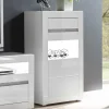 Best Wohnen Vitrine in Hochglanz Weiß Mextra mit Beton Dekor Absetzung