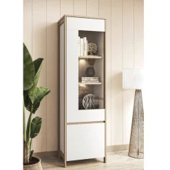 Online Wohnen Vitrine in Weiß und Eiche Dekor - Ovidio
