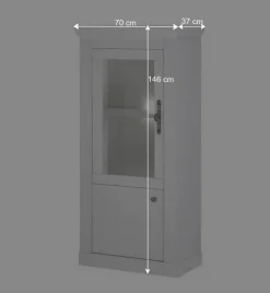 New Wohnen Vitrine in weißer Holzoptik Pinie - Liancos