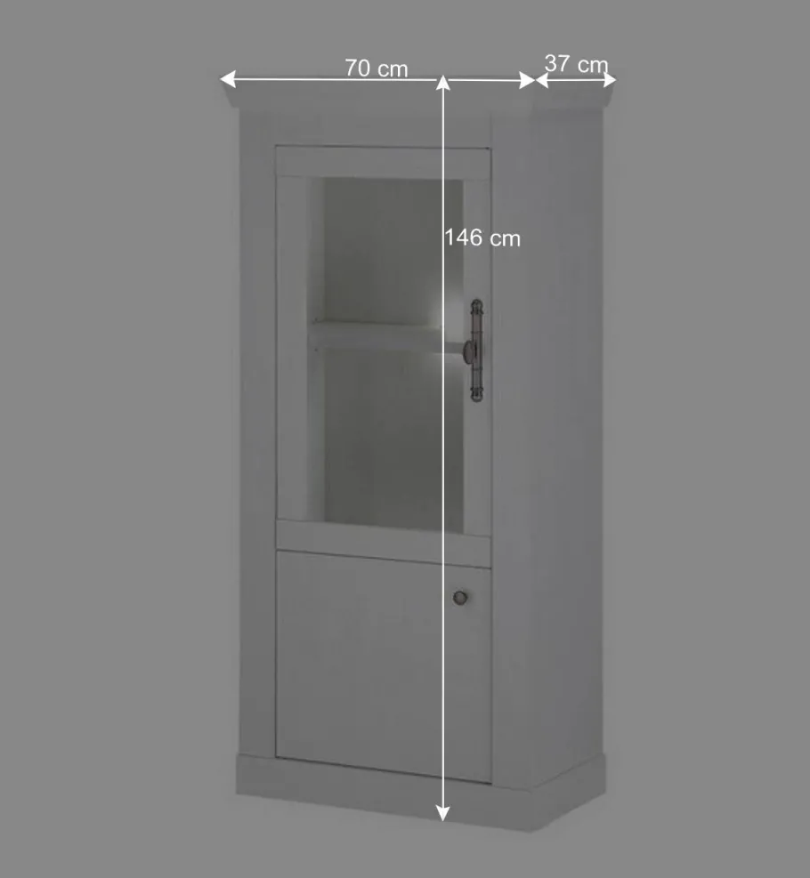 New Wohnen Vitrine in weißer Holzoptik Pinie - Liancos