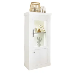 New Wohnen Vitrine in weißer Holzoptik Pinie - Liancos