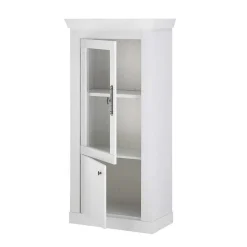 New Wohnen Vitrine in weißer Holzoptik Pinie - Liancos