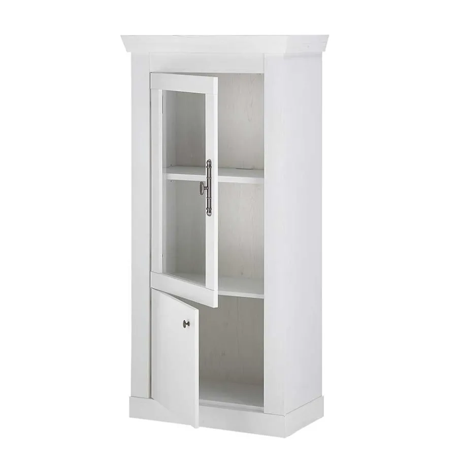 New Wohnen Vitrine in weißer Holzoptik Pinie - Liancos