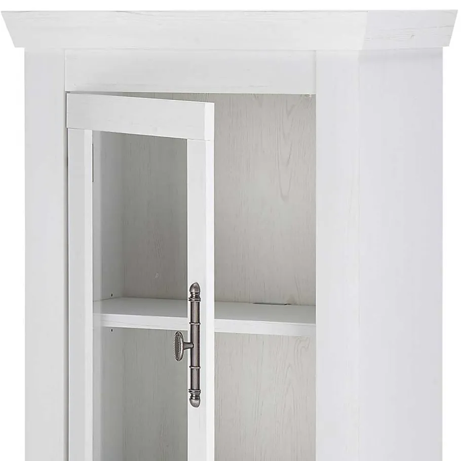 New Wohnen Vitrine in weißer Holzoptik Pinie - Liancos