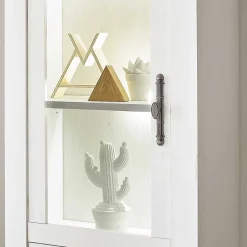 New Wohnen Vitrine in weißer Holzoptik Pinie - Liancos