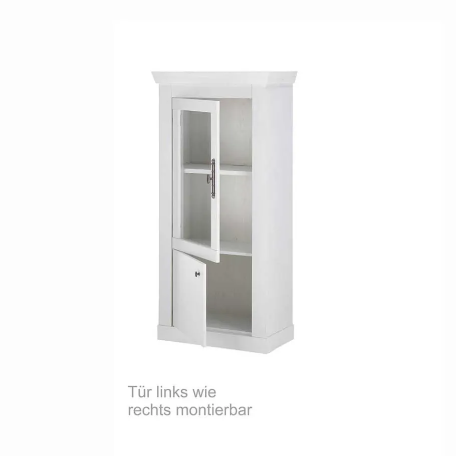 New Wohnen Vitrine in weißer Holzoptik Pinie - Liancos