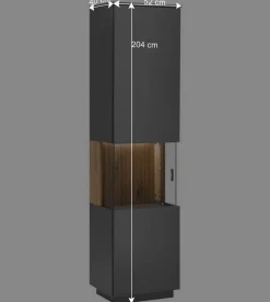 Sale Wohnen Vitrinenschrank in Anthrazit & Eiche Bianco - Cruzca